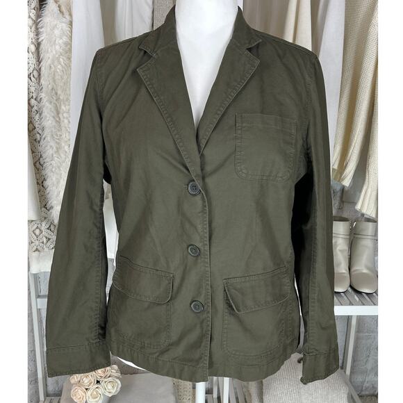 Gap Women's Sz XL 100% Cotton Olive Green Button Up Utility Blazer Jacket #0562 - Picture 1 of 11